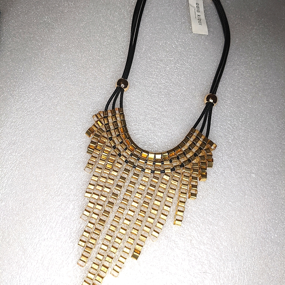 Deleting Soon 10/22! Adia Kibur Gold Link Bib Necklace with Tags Attached - Picture 7 of 8